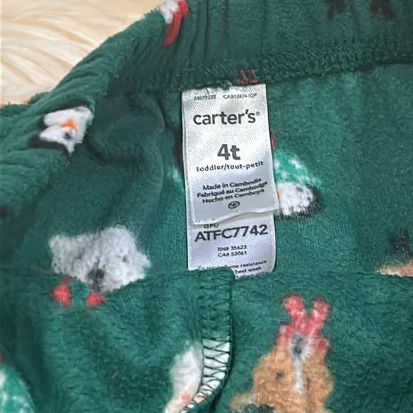 Carter’s Christmas Xmas Design Fleece Cotton Red Green Pajama Set in Size 4T - Picture 7 of 8